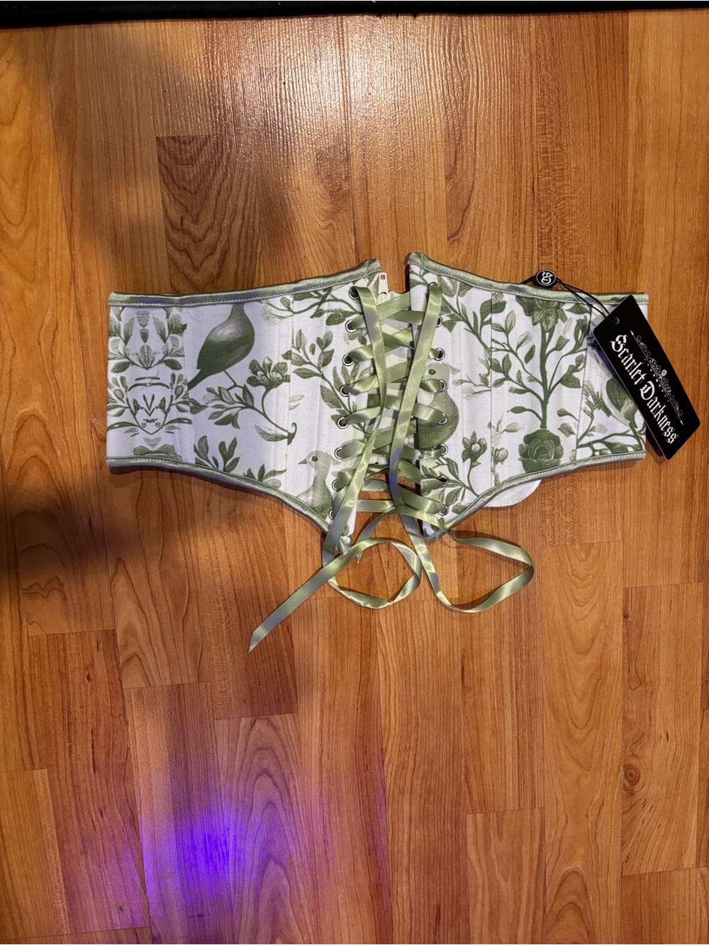 Duchess Green Botanical Lace-Up Waist corset
